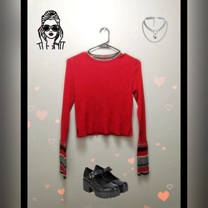 TopShop Colorblock Long Sleeve Crop Top